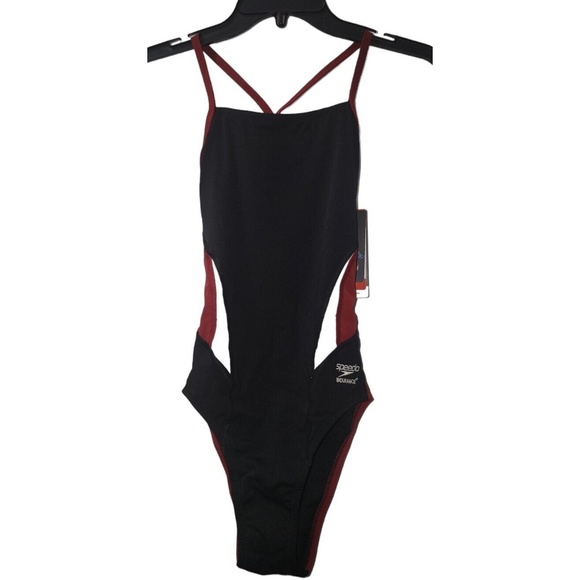 Speedo Endurance+ Swimsuit Performance Training One Piece Black Red‎ Size 30 - Picture 1 of 9